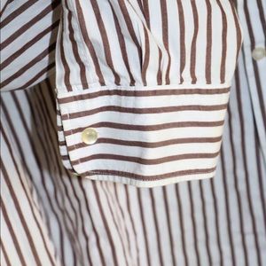 2X CHAPS brown & white striped button down shirt